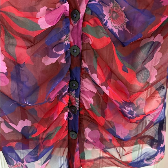 Maeve by Anthropologie Sheer Ruched Buttondown Blouse - Picture 4 of 6